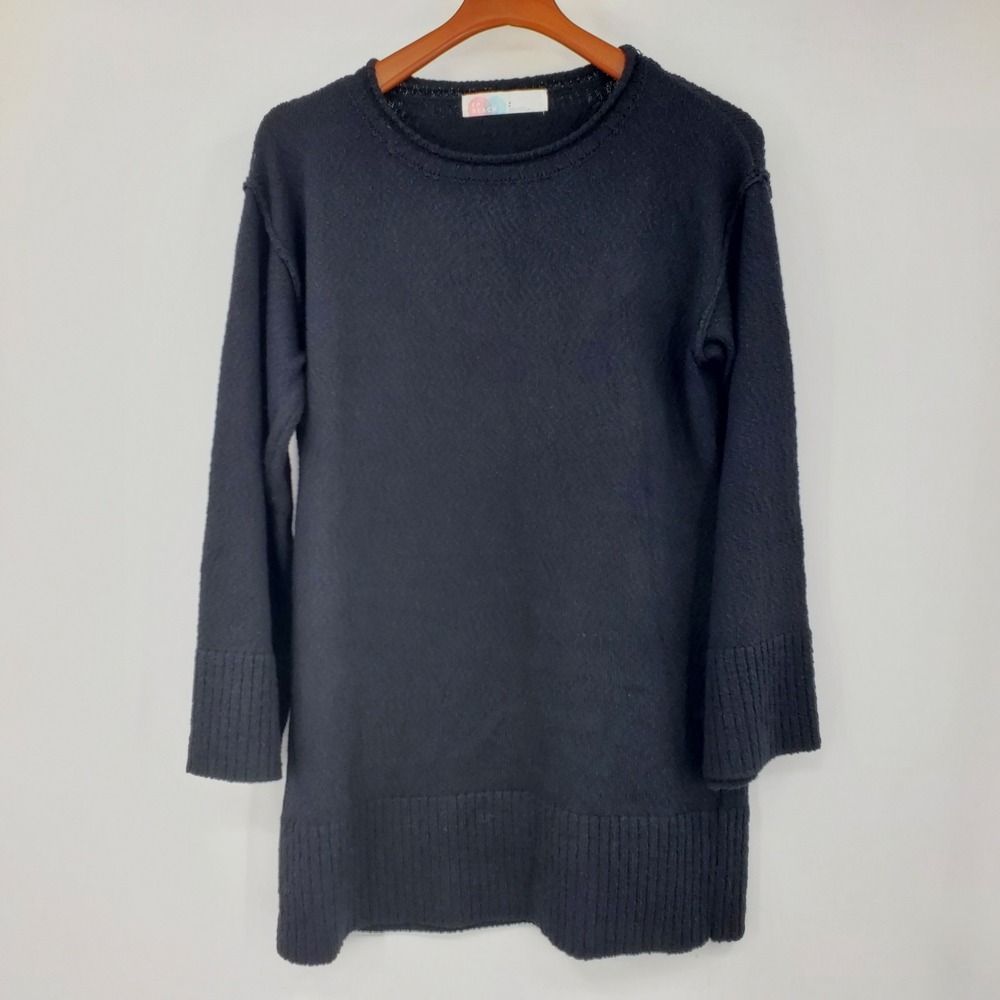 Free People Beach Womens Black‎ Knit Oversized Tunic Sweater Small Boho Coastal